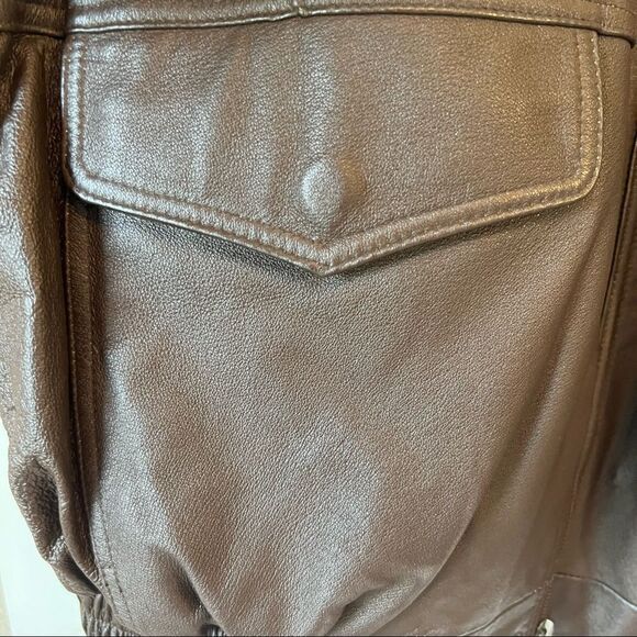 North American Hunting Club Life Members Brown Leather Bomber Jacket - Picture 11 of 13